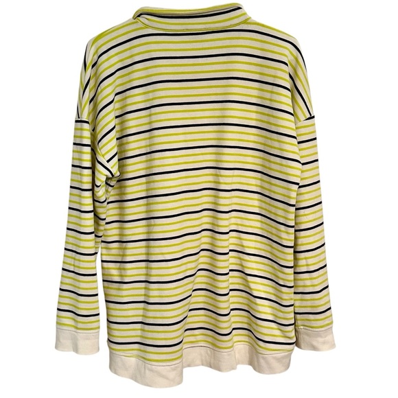 T by Talbots Stripe Classic French Terry Half Zip Pullover Sweatshirt L - Picture 6 of 7